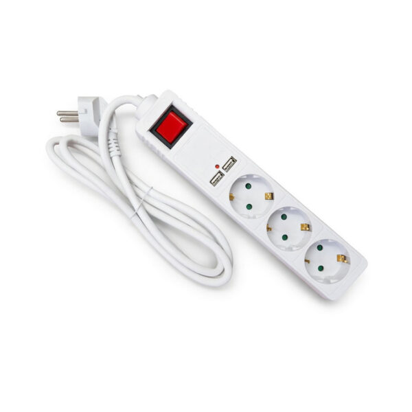 Produžni kabel 3 utičnice + 2 USB, 1,5 m kabel + prekidač