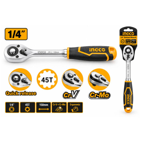 Ručna gedora INGCO HRTH0814, 1/4", 158 mm, 45 zuba