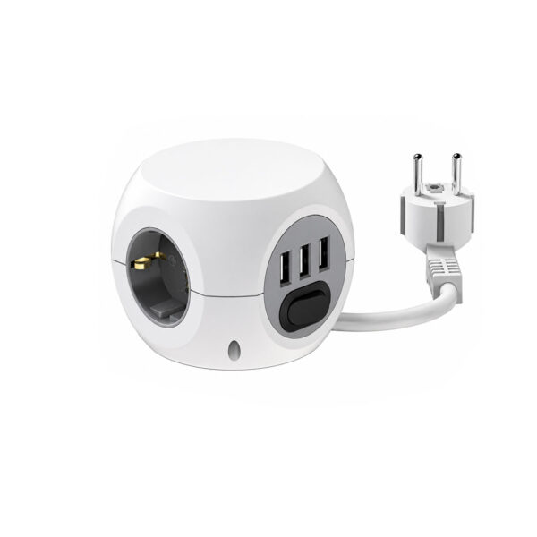 Produžna priključnica Mini Cube 3 utičnice + 3 USB, 1,5 m kabel