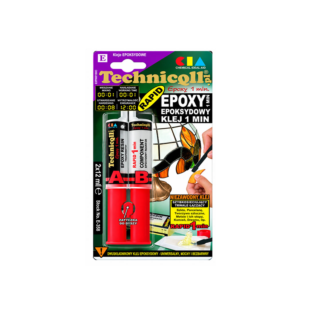 UN16301 Technicqll E-358 Ljepilo Epok Bezbojno E-358 2x12ml