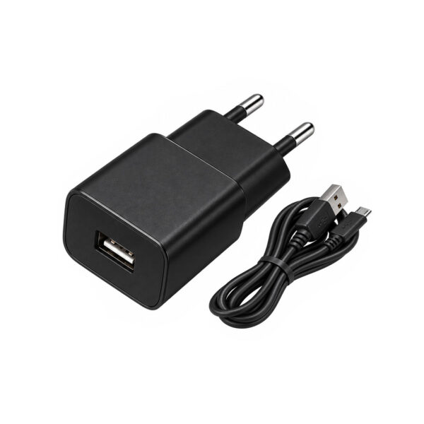 USB Punjač 230V / 5V 2.1A Crni s Micro USB Kabelom