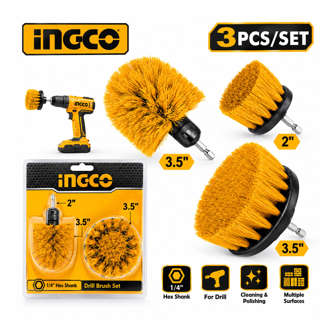 UN18038 Četke za bušilicu 3kom set WCBM0301